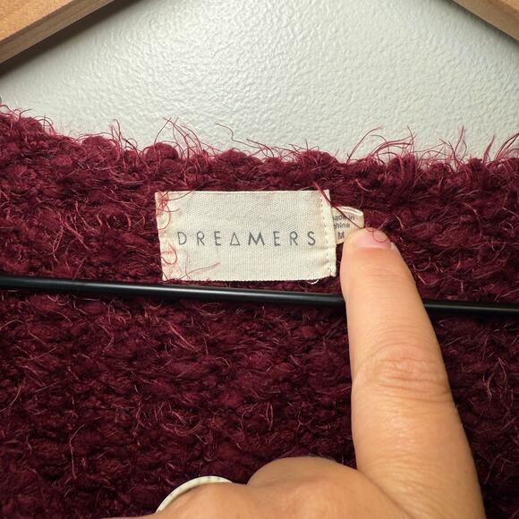 Dreamers by Debut Women's Eyelash Sweater Top Burgundy Red Size Medium - Picture 4 of 6